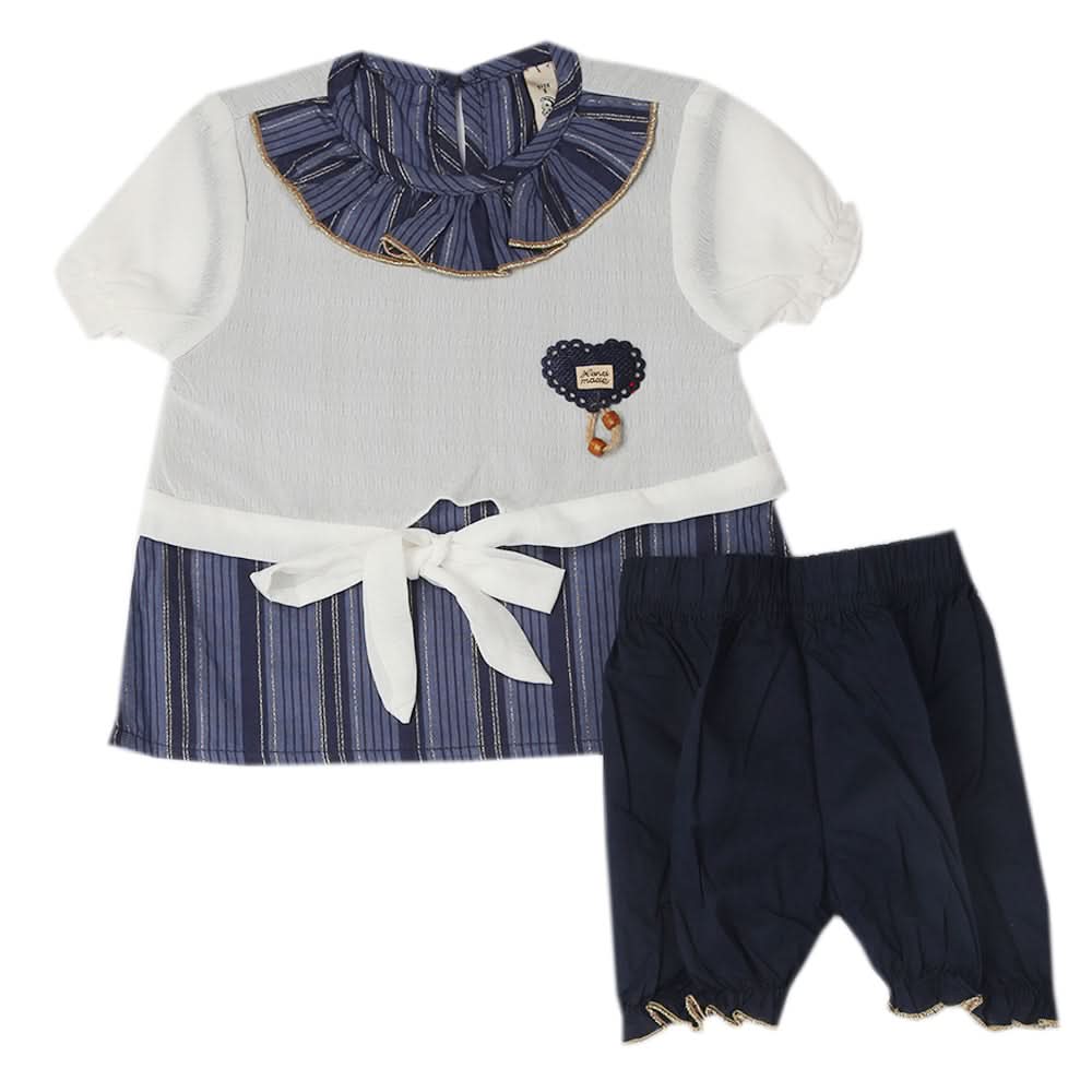 Newborn Girls Half Sleeves Suit - Navy Blue, Newborn Girls Sets & Suits, Chase Value, Chase Value