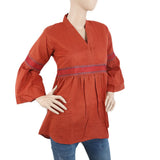 Women's Printed Embroidered Top With China Gala - Rust, Women, T-Shirts And Tops, Chase Value, Chase Value