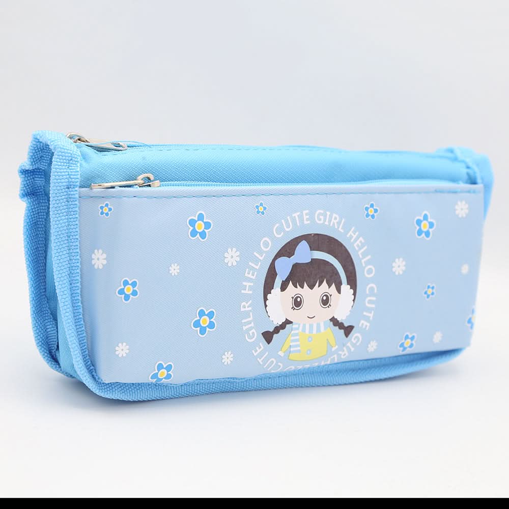 Cute Girl Pencil Pouch - Blue, Kids, Pencil Boxes And Stationery Sets, Chase Value, Chase Value