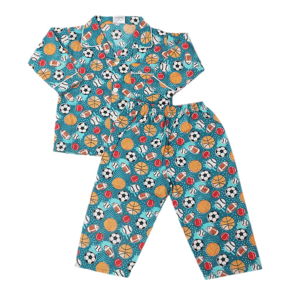 Boys Full Sleeves Night Suit - Sea Green, Kids, Boys Sets And Suits, Chase Value, Chase Value