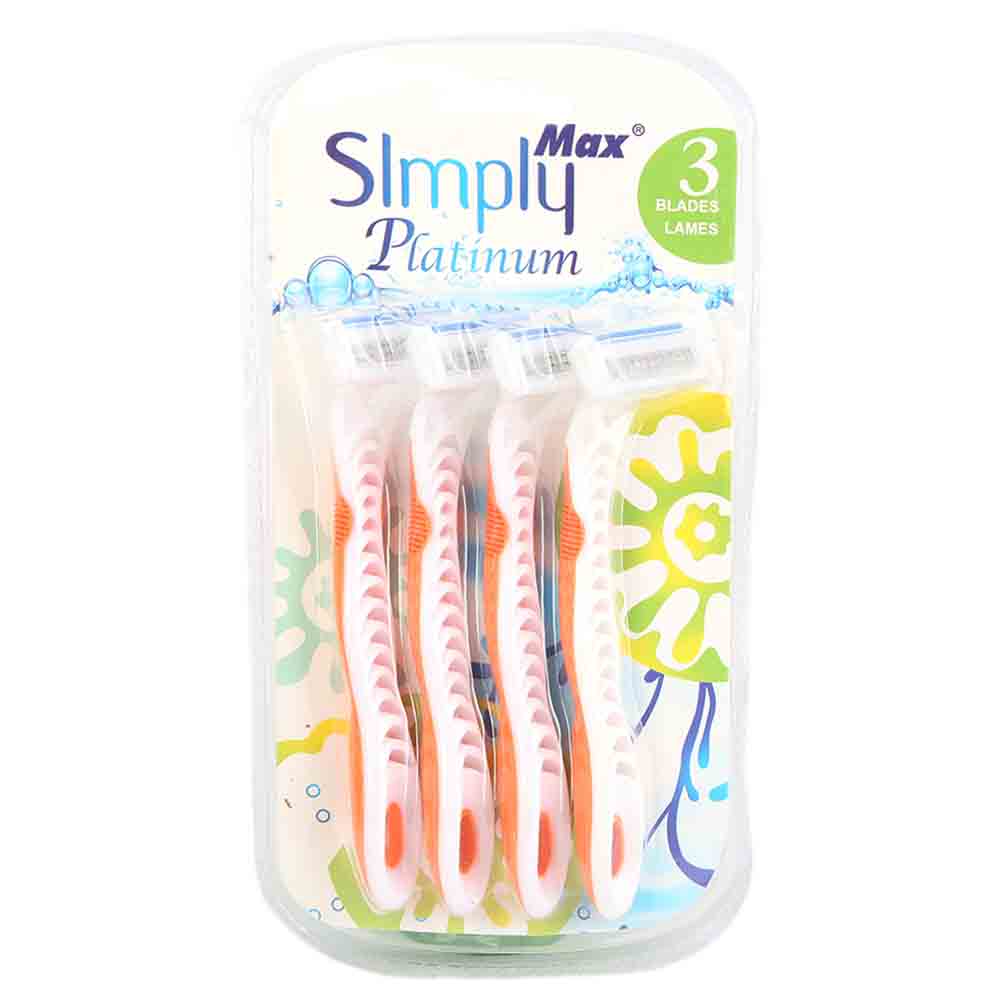 Max Simply Platinum 4 Pcs Razor, Beauty & Personal Care, Razor and Cartridges, Chase Value, Chase Value