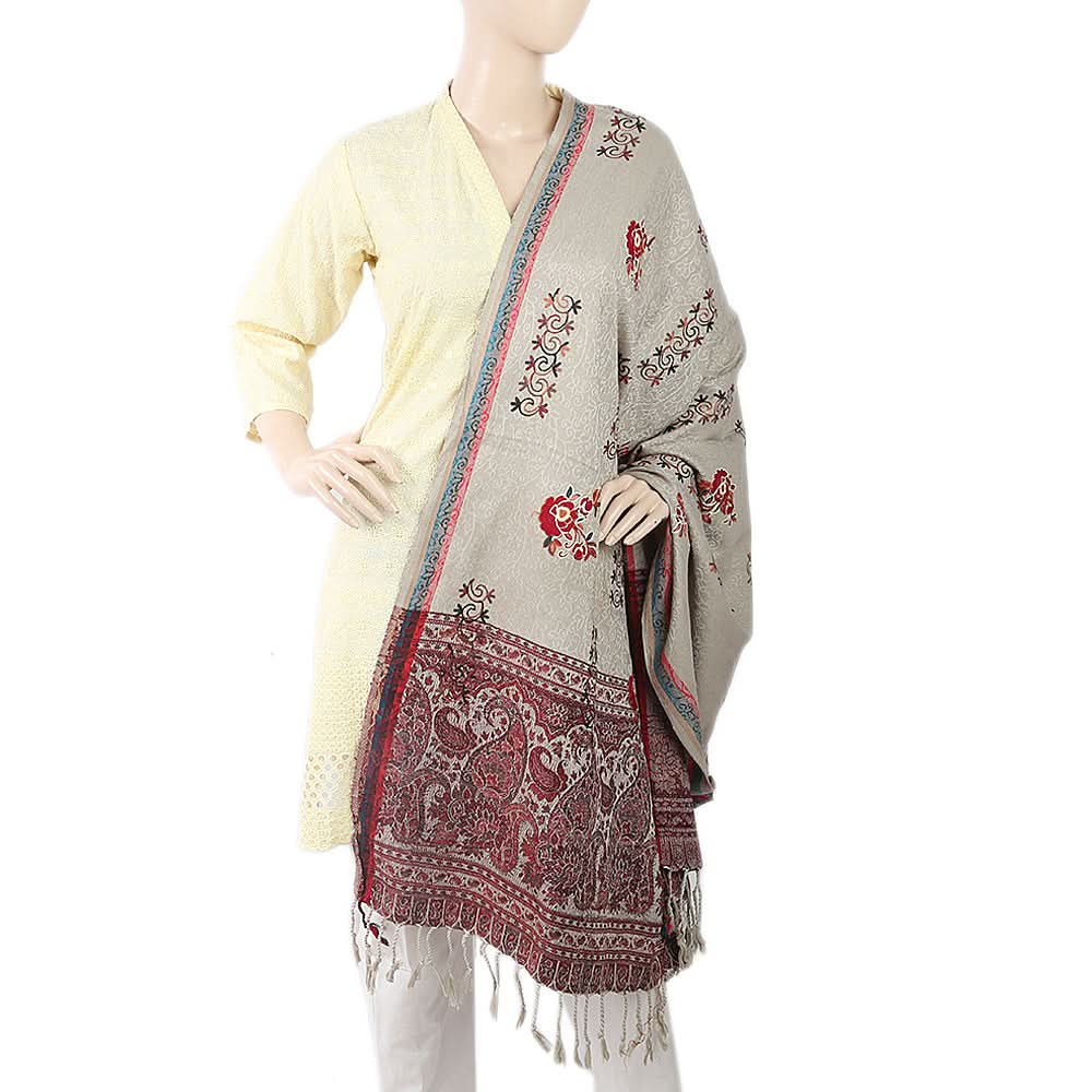 Women's Embroidered Shawl - Light Grey, Women, Shawls And Scarves, Chase Value, Chase Value