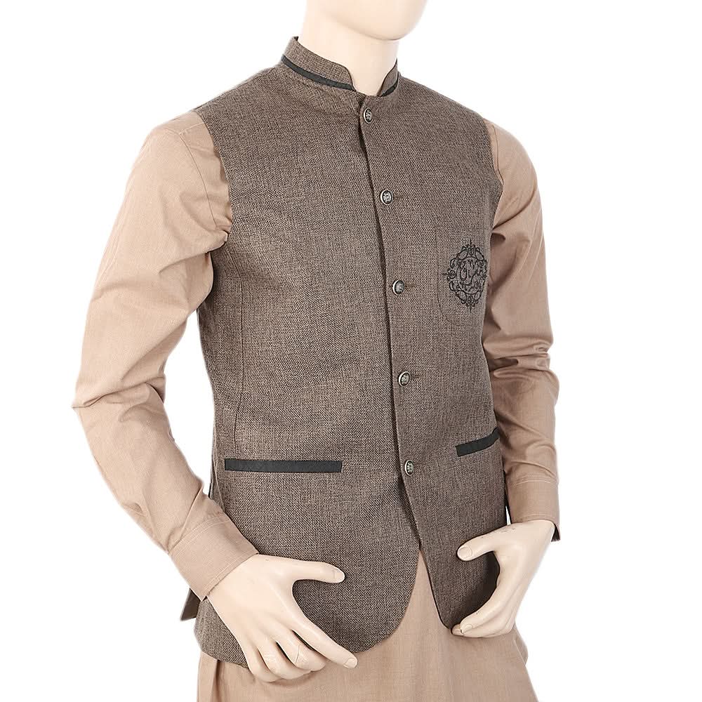 Men's Fancy Jute Waist Coat - Olive Green, Men, Waist Coats, Chase Value, Chase Value