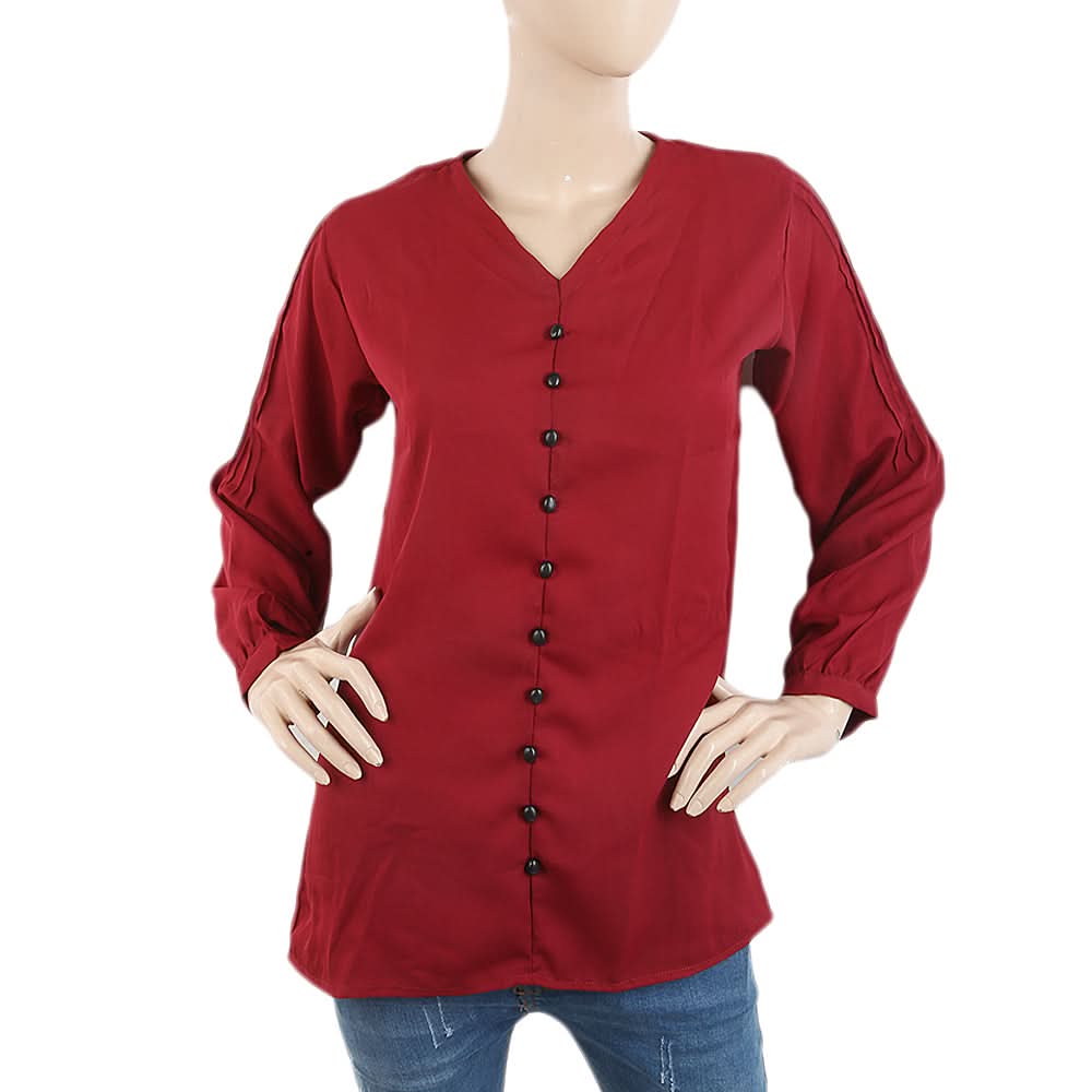 Women's Western Top With Front Button - Red, Women, T-Shirts And Tops, Chase Value, Chase Value