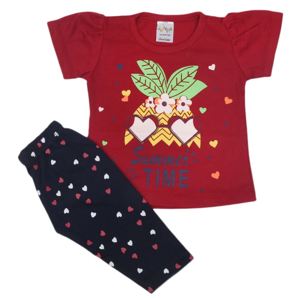 Newborn Girls Half Sleeves Suit - Maroon, Kids, Newborn Girls Sets And Suits, Chase Value, Chase Value