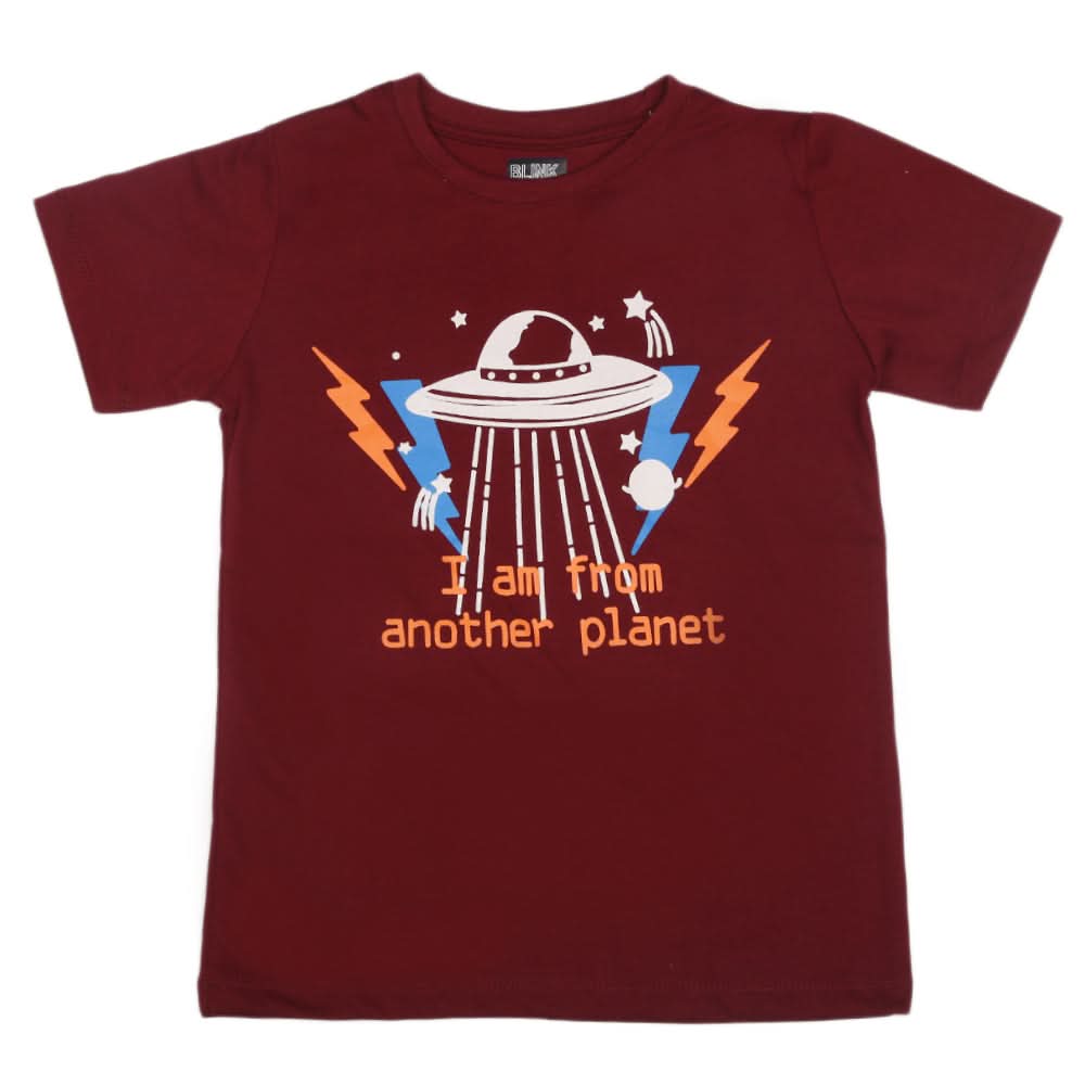 Boys Half Sleeves T-Shirt - Maroon, Kids, Boys T-Shirts, Chase Value, Chase Value