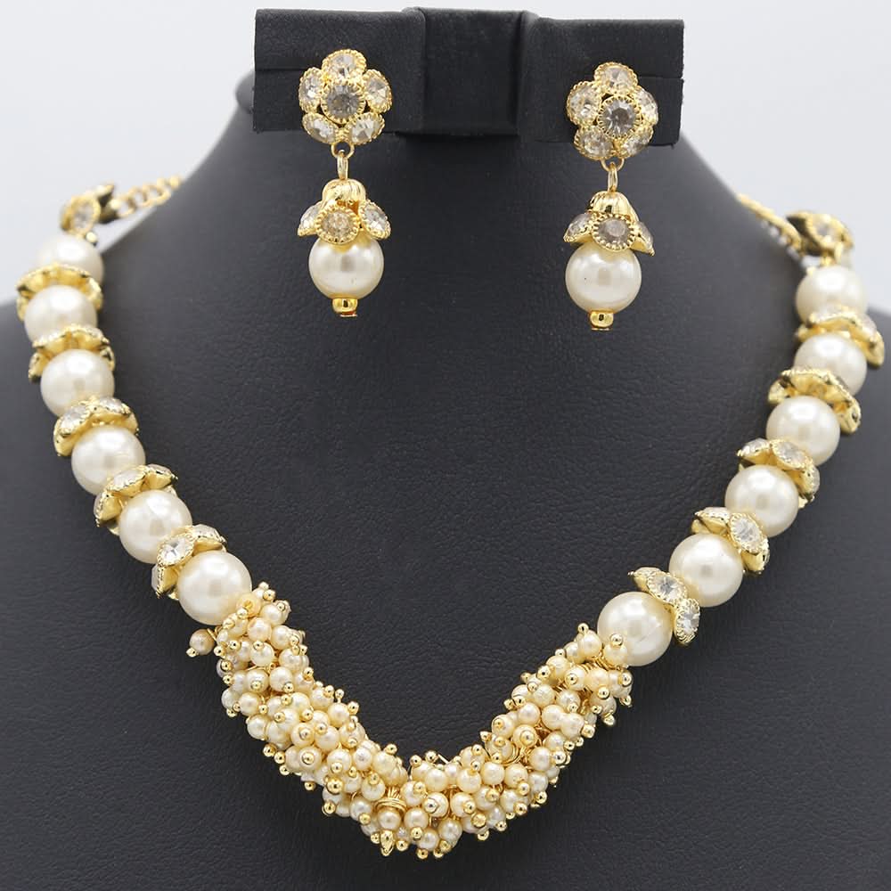 Women's Pearl Jewellery Set - Golden, Women, Jewellery Set, Chase Value, Chase Value