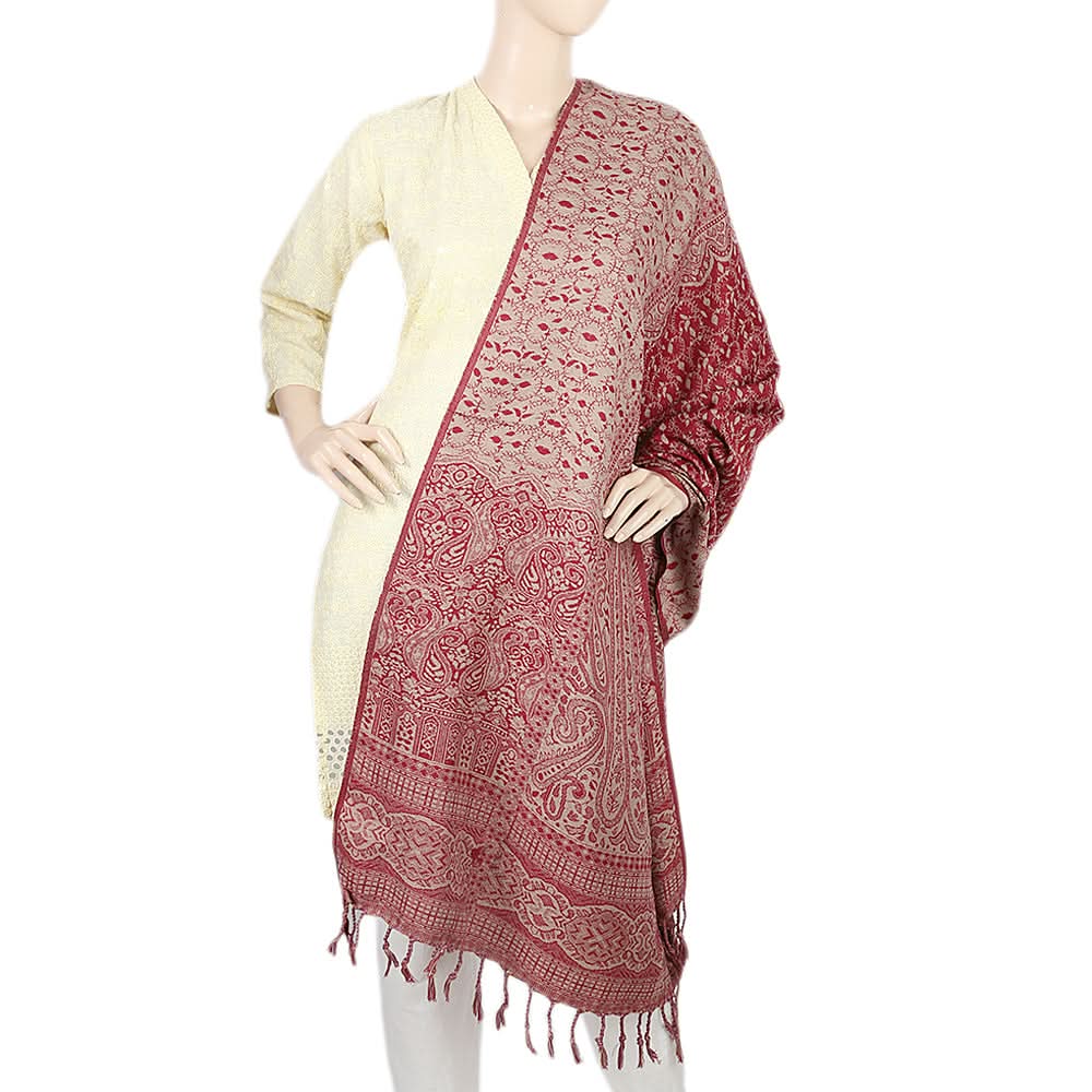 Women's 4 Border Polka Shawl - Maroon, Women, Shawls And Scarves, Chase Value, Chase Value