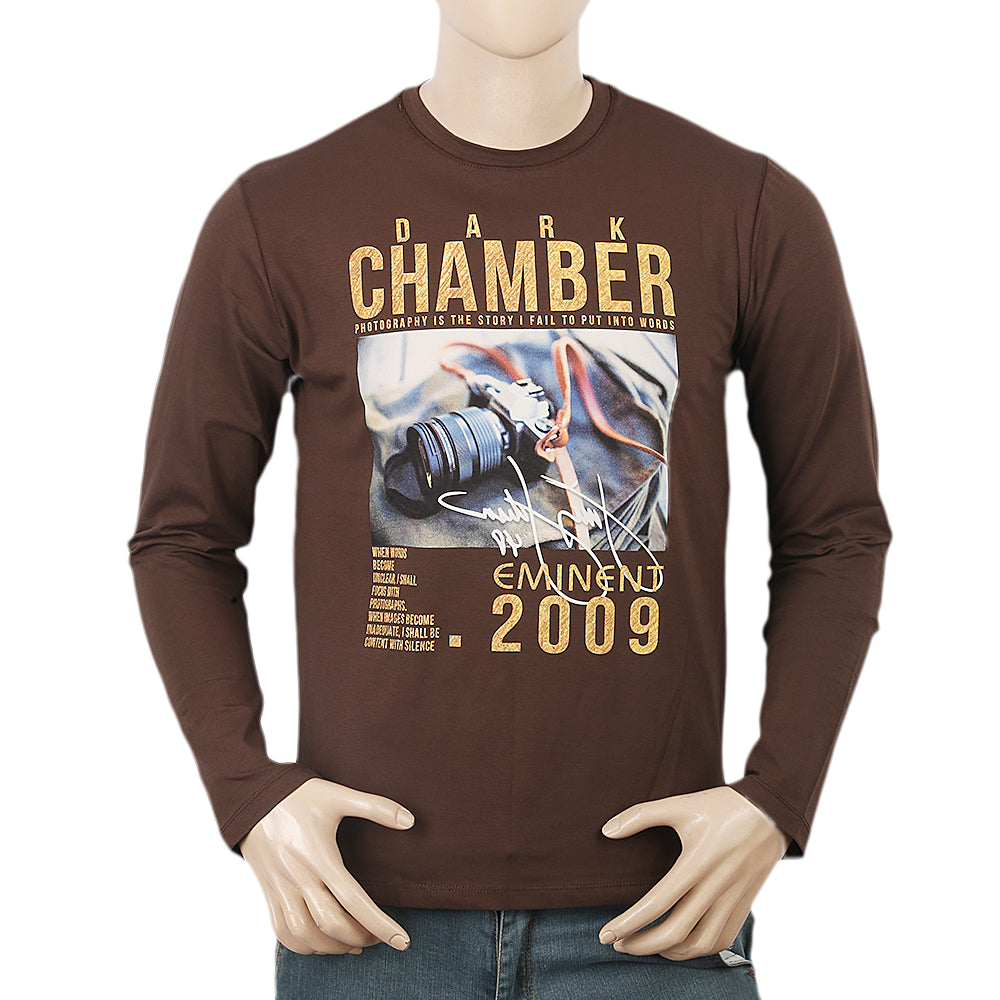 Men's Full Sleeves T-Shirt - Brown, Men, T-Shirts And Polos, Chase Value, Chase Value