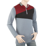Men's Full Sleeves Fancy Polo T-Shirt - Maroon, Men, T-Shirts And Polos, Chase Value, Chase Value