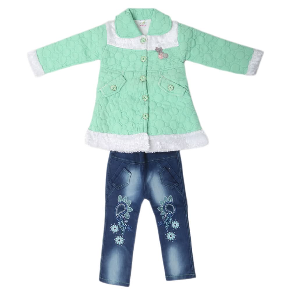 Girls Full Sleeves Tights Suit - Cyan, Kids, Girls Sets And Suits, Chase Value, Chase Value