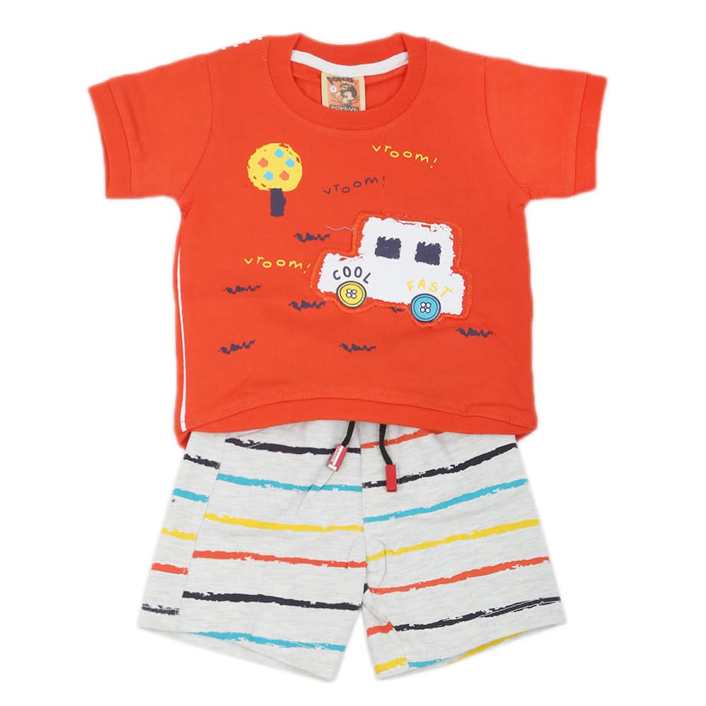 Newborn Boys Half Sleeves Suit - Orange, Kids, NB Boys Sets And Suits, Chase Value, Chase Value