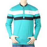 Men's Full Sleeves Sherwani Collor T-Shirt - Sea Green, Men, T-Shirts And Polos, Chase Value, Chase Value