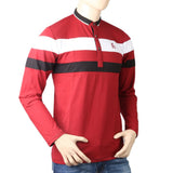 Men's Full Sleeves Sherwani Collor T-Shirt - Maroon, Men, T-Shirts And Polos, Chase Value, Chase Value