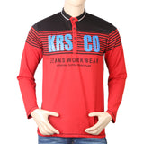 Men's Full Sleeves Polo T-Shirt - Red, Men, T-Shirts And Polos, Chase Value, Chase Value