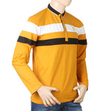Men's Full Sleeves Sherwani Collor T-Shirt - Mustard, Men, T-Shirts And Polos, Chase Value, Chase Value