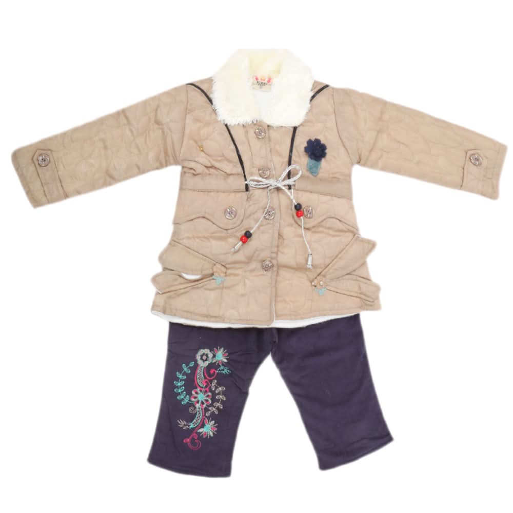 Girls Full Sleeves Pant Suit - Beige, Kids, Girls Sets And Suits, Chase Value, Chase Value