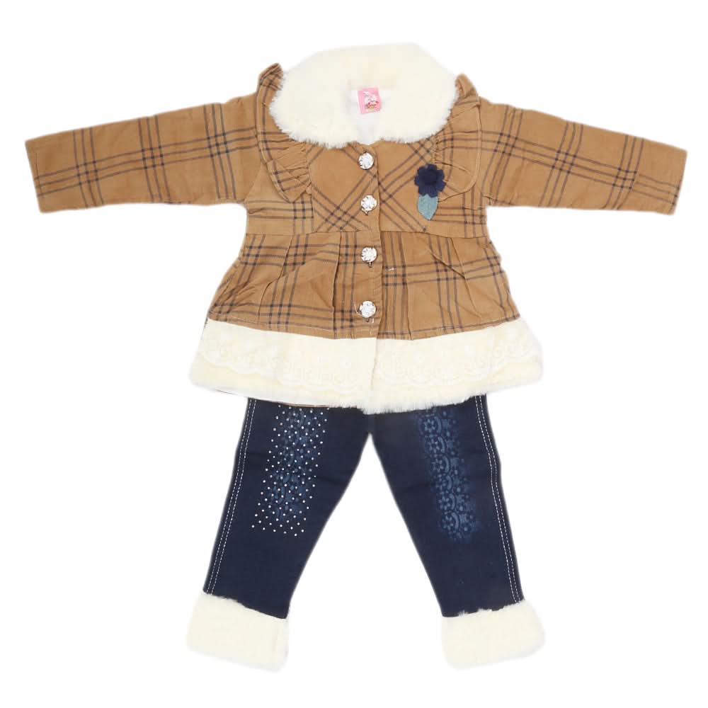 Girls Full Sleeves Pant Suit - Khaki, Kids, Girls Sets And Suits, Chase Value, Chase Value