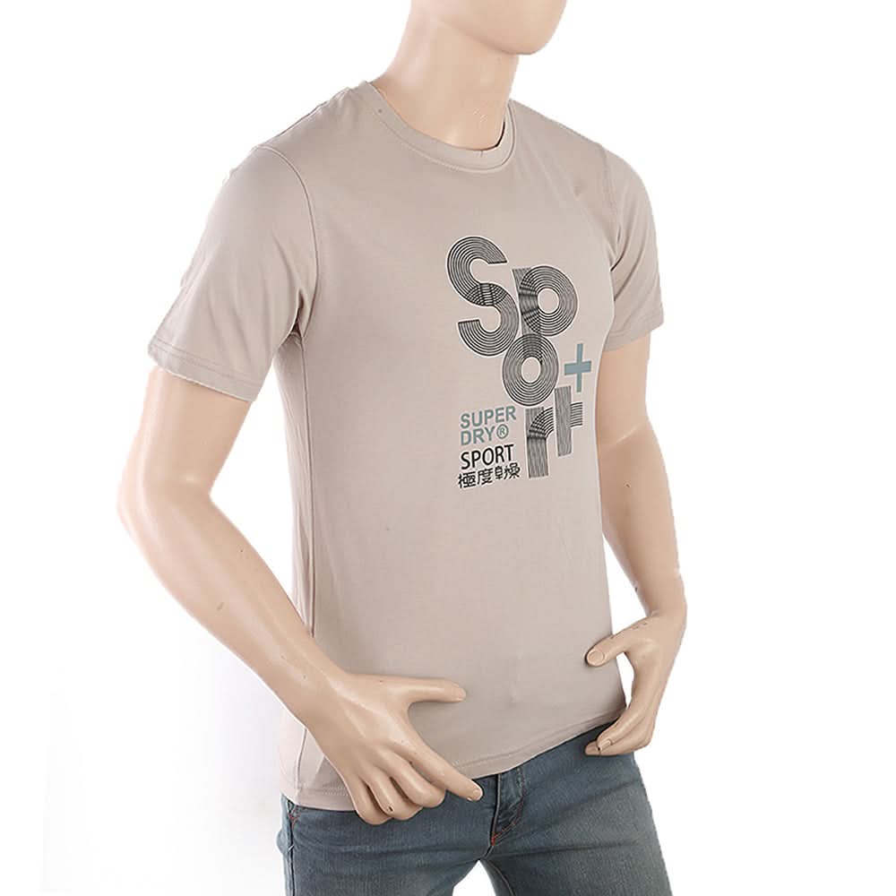 Men's Half Sleeves Printed T-Shirt - Beige, Men, T-Shirts And Polos, Chase Value, Chase Value