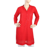 Women's Fancy Chicken Kurti - Red, Women, Ready Kurtis, Chase Value, Chase Value