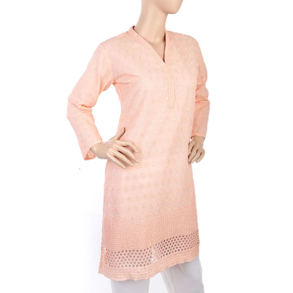 Women's Fancy Chicken Kurti - Peach, Women, Ready Kurtis, Chase Value, Chase Value