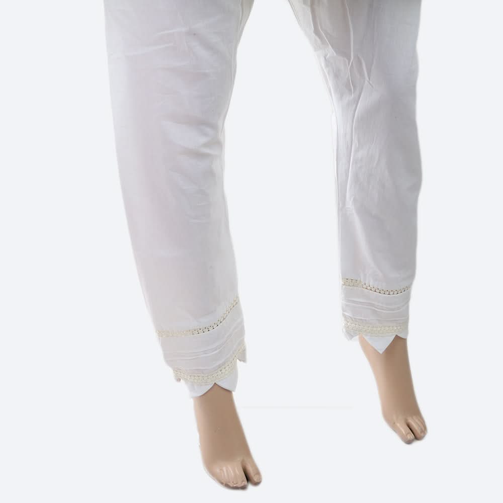 Women's Trouser With Lace - White, Women, Pants & Tights, Chase Value, Chase Value