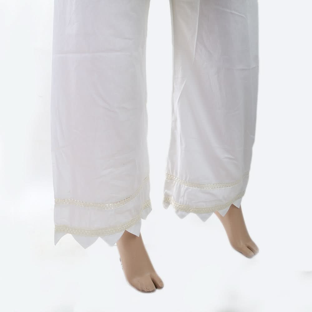 Women's Bell Bottom With Lace - White, Women, Pants & Tights, Chase Value, Chase Value
