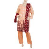 Women's Fancy Embroidered Chiffon 3 Pcs Suit - Peach, Women, Shalwar Suits, Chase Value, Chase Value