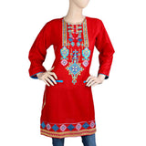 Women's Embroidered Kurti - Red, Women, Ready Kurtis, Chase Value, Chase Value