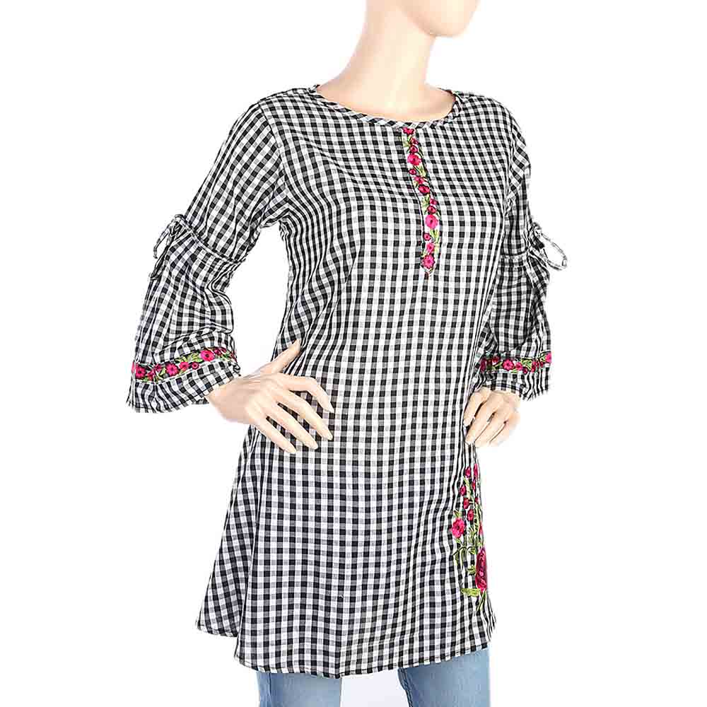 Women's Strip Cotton Kurti - Black, Women, Ready Kurtis, Chase Value, Chase Value