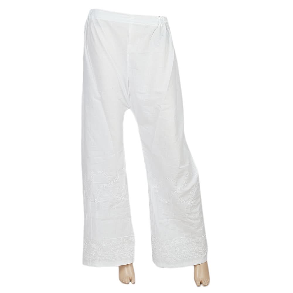 Women's Embroidered Bell Bottom Trouser - White, Women, Pants & Tights, Chase Value, Chase Value