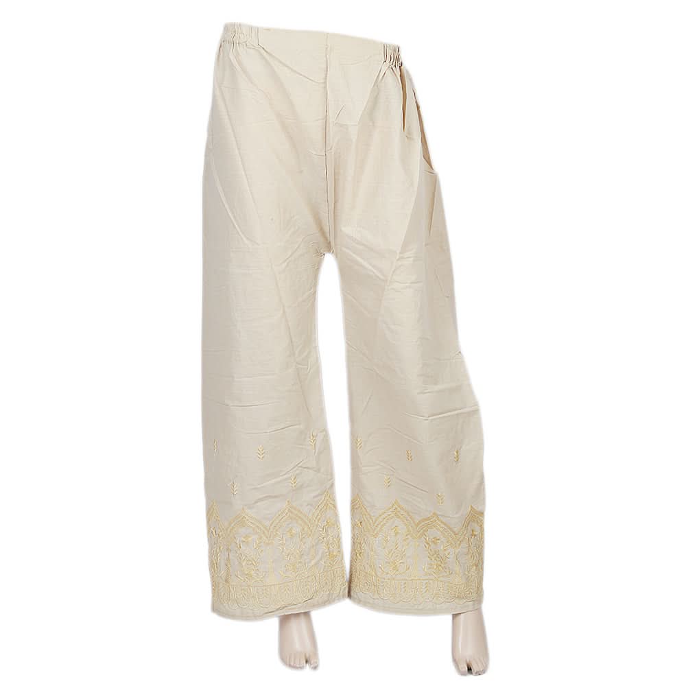 Women's Embroidered Bell Bottom Trouser - Beige, Women, Pants & Tights, Chase Value, Chase Value