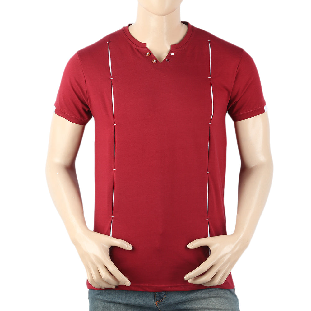 Men's Half Sleeves Round Neck T-Shirt - Maroon, Men, T-Shirts And Polos, Chase Value, Chase Value