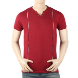 Men's Half Sleeves Round Neck T-Shirt - Maroon, Men, T-Shirts And Polos, Chase Value, Chase Value
