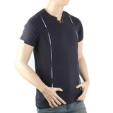 Men's Half Sleeves Round Neck T-Shirt - Navy Blue, Men, T-Shirts And Polos, Chase Value, Chase Value
