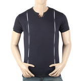 Men's Half Sleeves Round Neck T-Shirt - Navy Blue, Men, T-Shirts And Polos, Chase Value, Chase Value