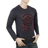 Men's Full Sleeves Lycra Printed T-Shirt - Dark Grey, Men, T-Shirts And Polos, Chase Value, Chase Value