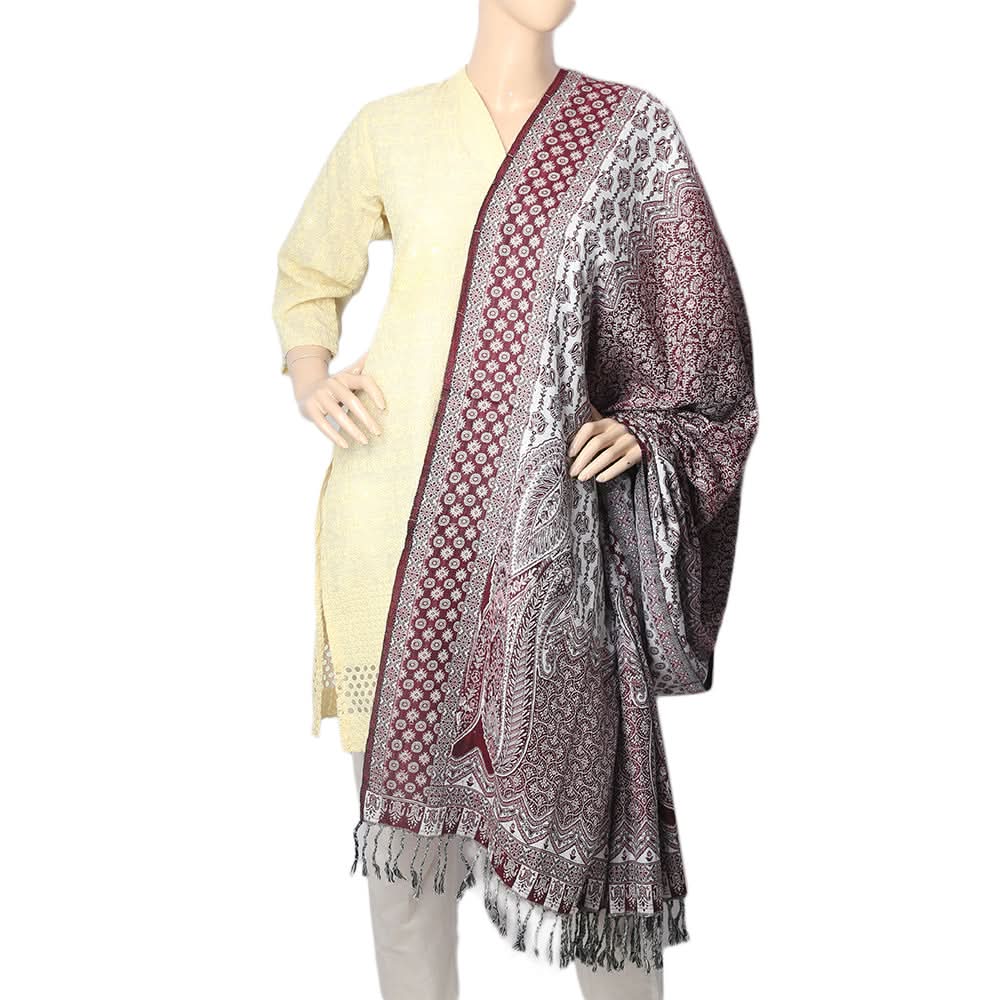 Women's Velvet Print Peoar Shawl - Maroon, Women, Shawls And Scarves, Chase Value, Chase Value