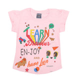 Girls Half Sleeves Printed T-Shirt - Light Pink, Kids, Girls T-Shirts, Chase Value, Chase Value