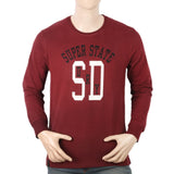 Men's Round Neck Printed T-Shirt - Maroon, Men, T-Shirts And Polos, Chase Value, Chase Value
