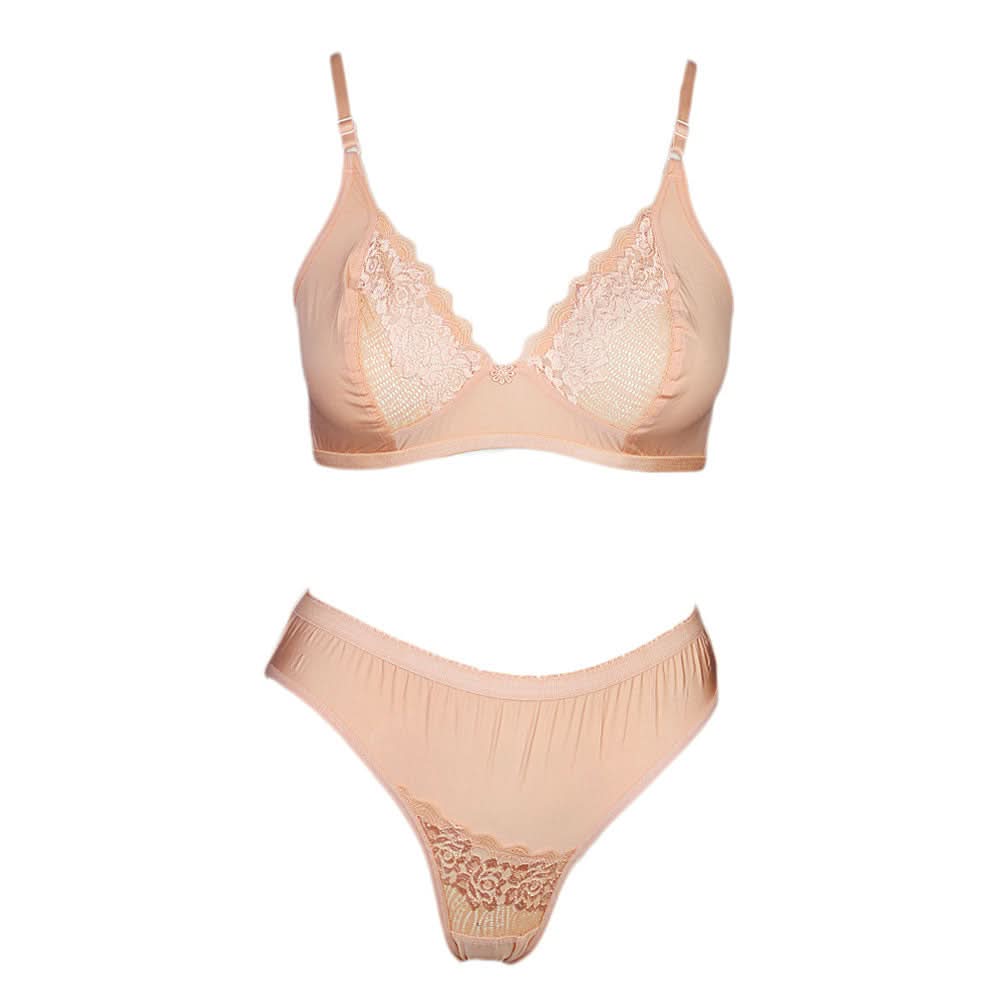 Women's Bra & Panty Set - Peach, Women, Bra And Panty Sets, Chase Value, Chase Value