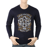 Men's Full Sleeves Lycra Printed T-Shirt - Navy Blue, Men, T-Shirts And Polos, Chase Value, Chase Value