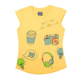 Girls Half Sleeves Printed T-Shirt 4709 16-24 - Yellow, Kids, Girls T-Shirts, Chase Value, Chase Value