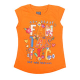 Girls Half Sleeves Printed T-Shirt 4712 16-24 - Orange, Kids, Girls T-Shirts, Chase Value, Chase Value