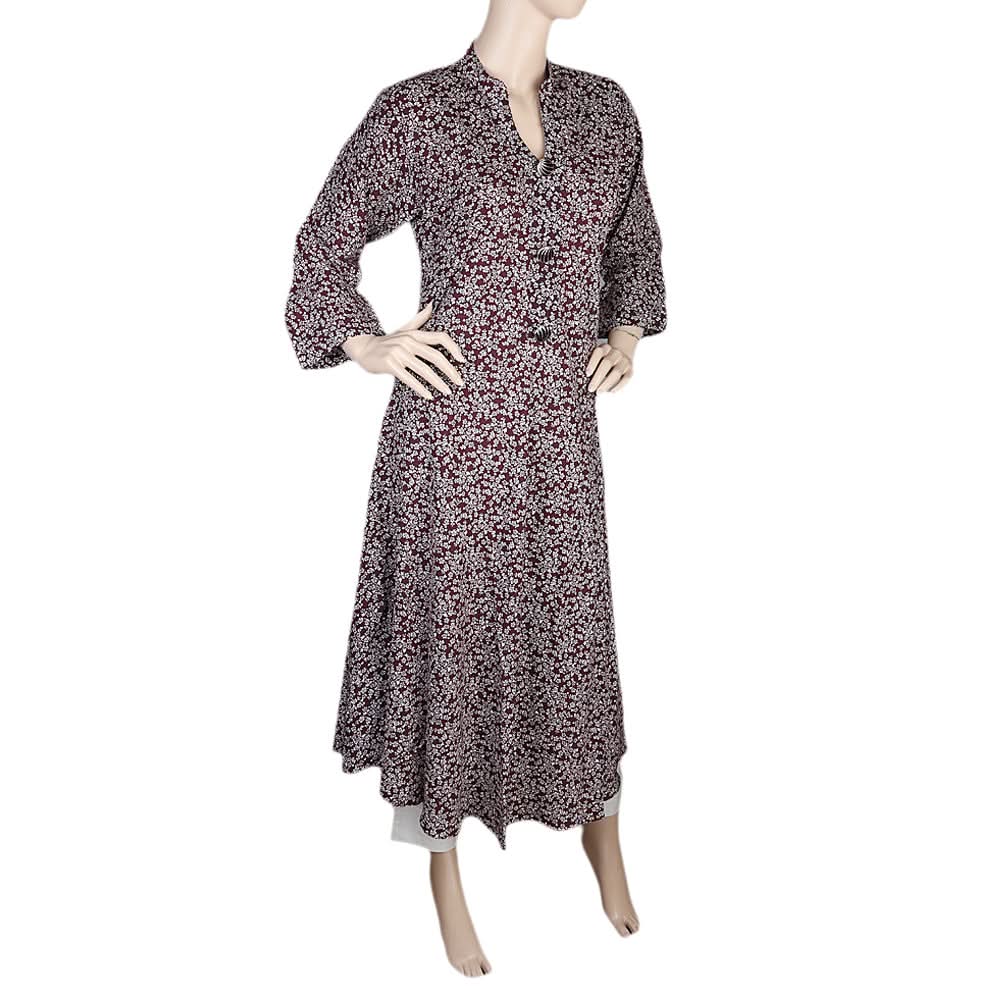 Women's Printed Full Sleeves Long Top - Maroon, Women, T-Shirts And Tops, Chase Value, Chase Value