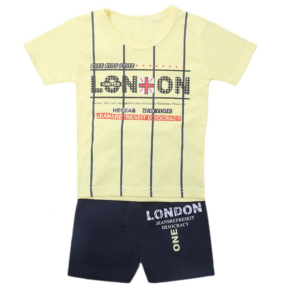 Boys Half Sleeves Short Suit - Lemon, Kids, Boys Sets And Suits, Chase Value, Chase Value