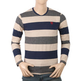 Men's Round Neck Yarn Dyed T-Shirt - Navy Blue, Men, T-Shirts And Polos, Chase Value, Chase Value