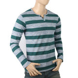 Men's Round Neck Yarn Dyed T-Shirt - Blue, Men, T-Shirts And Polos, Chase Value, Chase Value