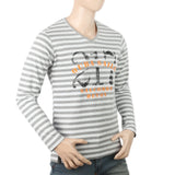 Men's Round Neck Yarn Dyed T-Shirt - Grey, Men, T-Shirts And Polos, Chase Value, Chase Value