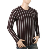 Men's Round Neck Yarn Dyed T-Shirt - Dark Brown, Men, T-Shirts And Polos, Chase Value, Chase Value